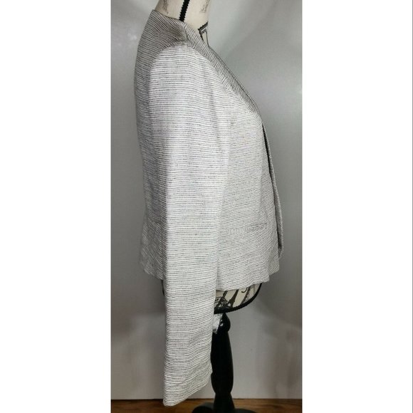 Halogen Open Front V-Neck Jacket, white/ Grey Tweed, Women's Size M - Picture 4 of 7